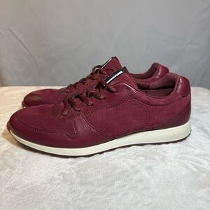ECCO Burgundy Leather Suede Sneakers Size 40 EU / 9 US